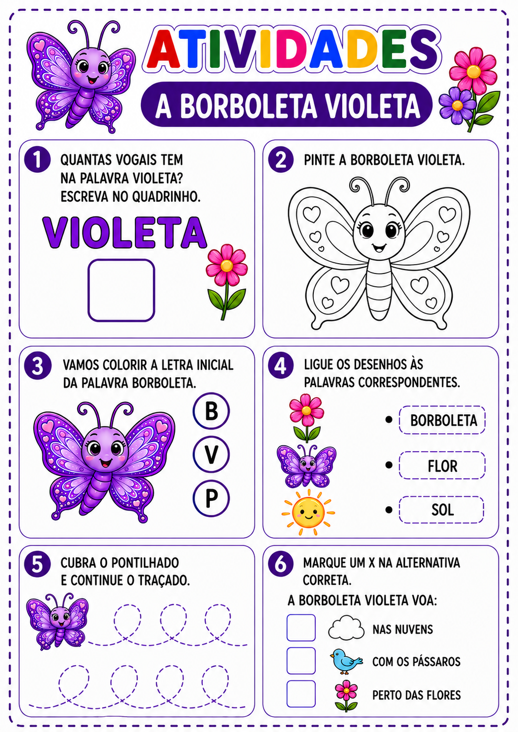 A Borboleta Violeta — atividades